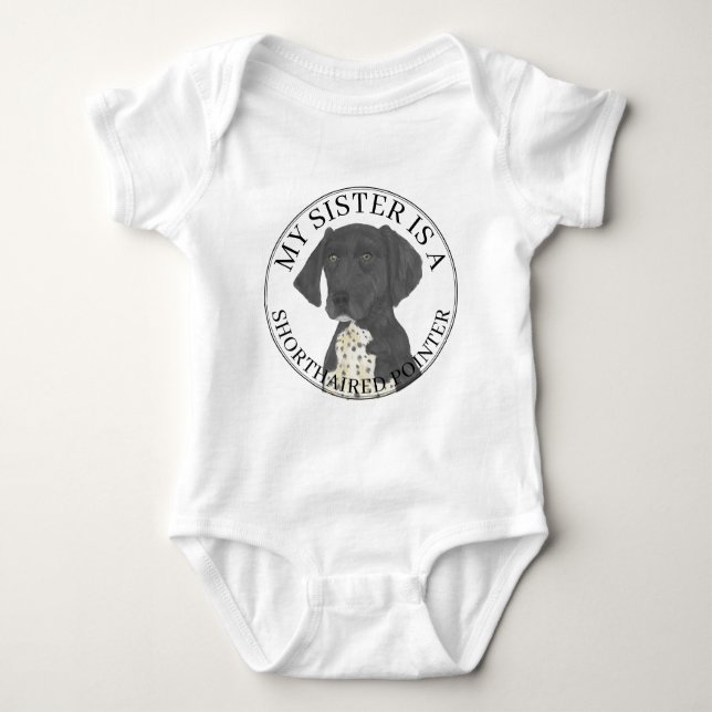 Black & White German Shorthaired Pointer Big Sis Baby Bodysuit (Front)