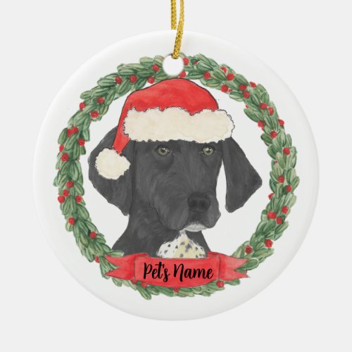 Black  White German Shorthaired Pointer Ceramic Ornament