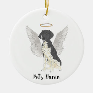 Black & White German Shorthaired Pointer Sympathy Ceramic Ornament