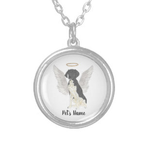 Black & White German Shorthaired Pointer Sympathy Silver Plated Necklace
