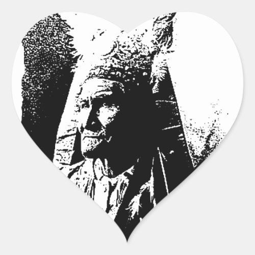 Black  White Geronimo Heart Sticker