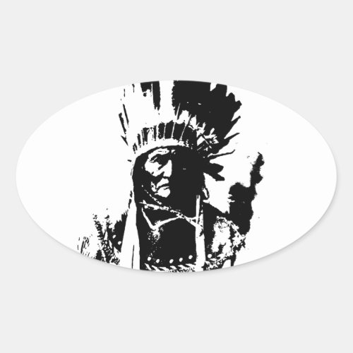 Black  White Geronimo Oval Sticker