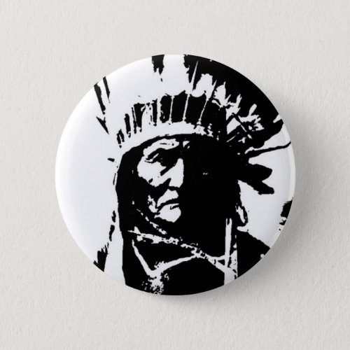 Black  White Geronimo Pinback Button