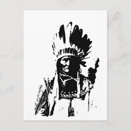 Black  White Geronimo Postcard