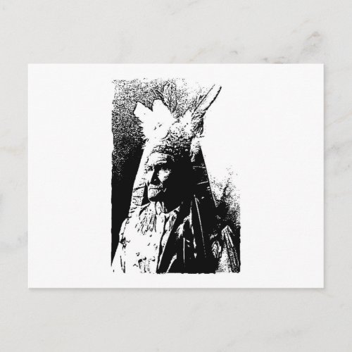 Black  White Geronimo Postcard