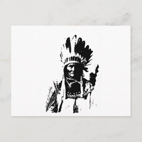 Black  White Geronimo Postcard