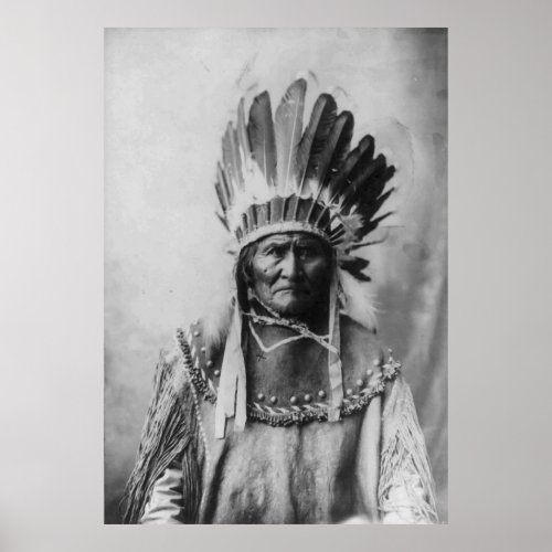 Black  White Geronimo Poster History Photography