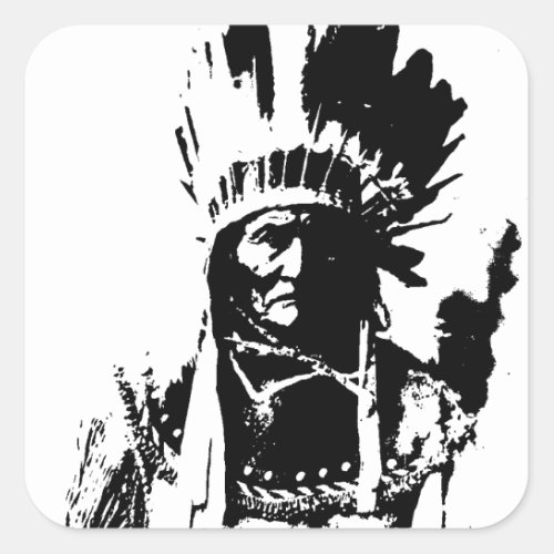Black  White Geronimo Square Sticker