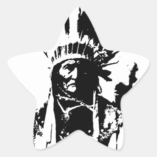 Black  White Geronimo Star Sticker