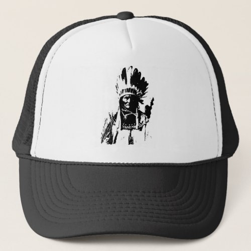 Black  White Geronimo Trucker Hat