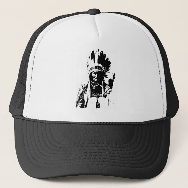 Black & White Geronimo Trucker Hat (Front)