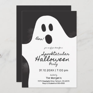 Black & White Ghost Spooktacular Halloween Party Invitation