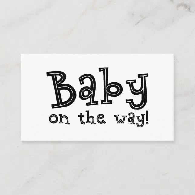 Black & White Gift Registry Card, Baby On The Way! Enclosure Card 