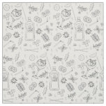 Black White Gin Tonic Cocktail Ingredients Pattern Fabric