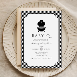 Black & White Gingham Baby Q Baby Shower Invitation