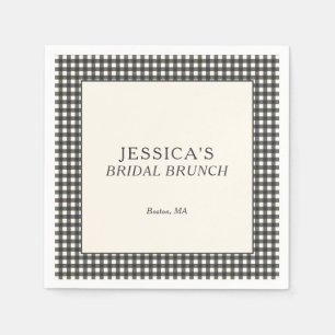 Black White Gingham Bridal Brunch Shower Custom Napkins