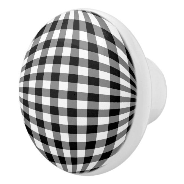 Black & White Gingham Ceramic Knob (Right)
