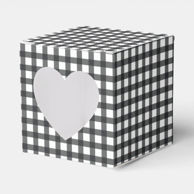 Black White Gingham Check 2" Favor Boxes (Front Side)