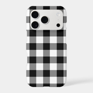 Black White Gingham Check Pattern iPhone 17 Pro Case