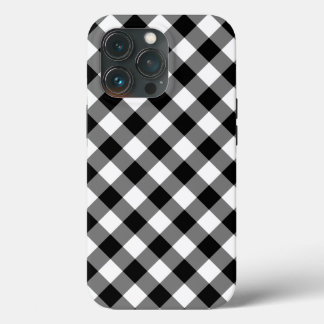 Black White Gingham Check Pattern iPhone 13 Pro Case