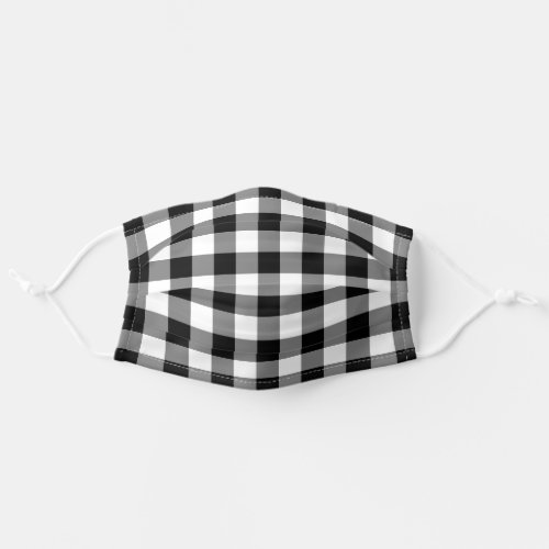 Black White Gingham Check Plaid Pattern Adult Cloth Face Mask