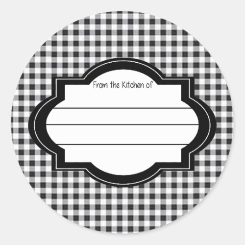 Black White Gingham From The Kitchen Of Canning Classic Round Sticker