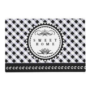 Black White Gingham Gift Tag Placemat