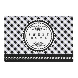 Black White Gingham Gift Tag Placemat