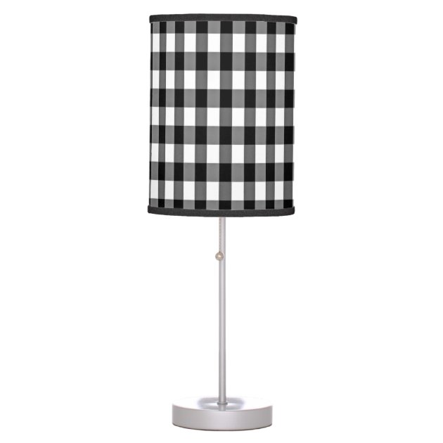 black and white gingham lamp