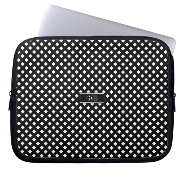 Black White Gingham Laptop Case Sleeve (Front)