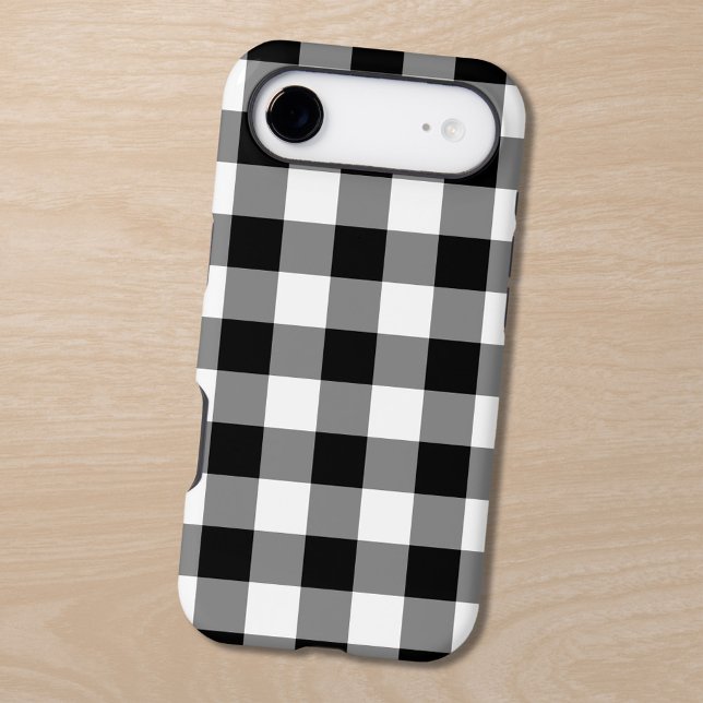 Black White Gingham Pattern Case-Mate iPhone Case (Black White Gingham Pattern Case-Mate iPhone Case in situ)