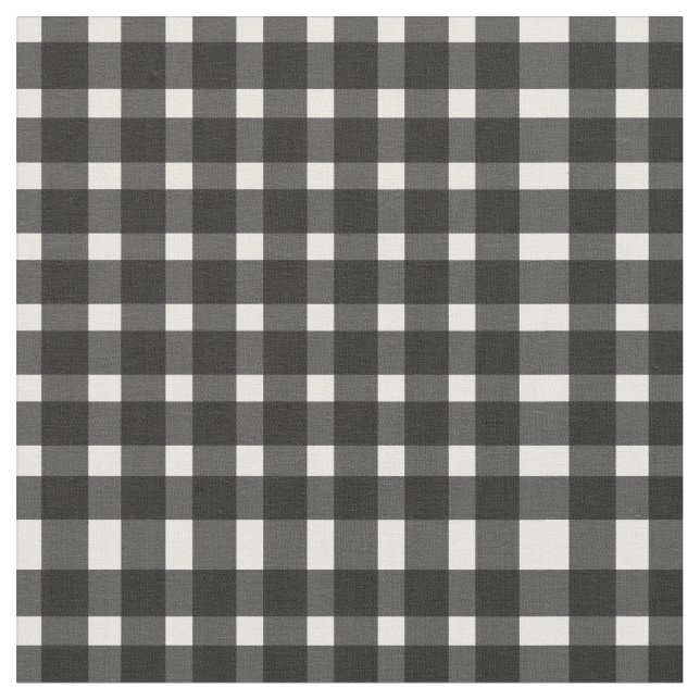 Black White Gingham Pattern  Fabric (Close Up)
