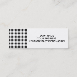 Black White Gingham Pattern Mini Business Card