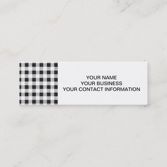 Black White Gingham Pattern Mini Business Card (Front)