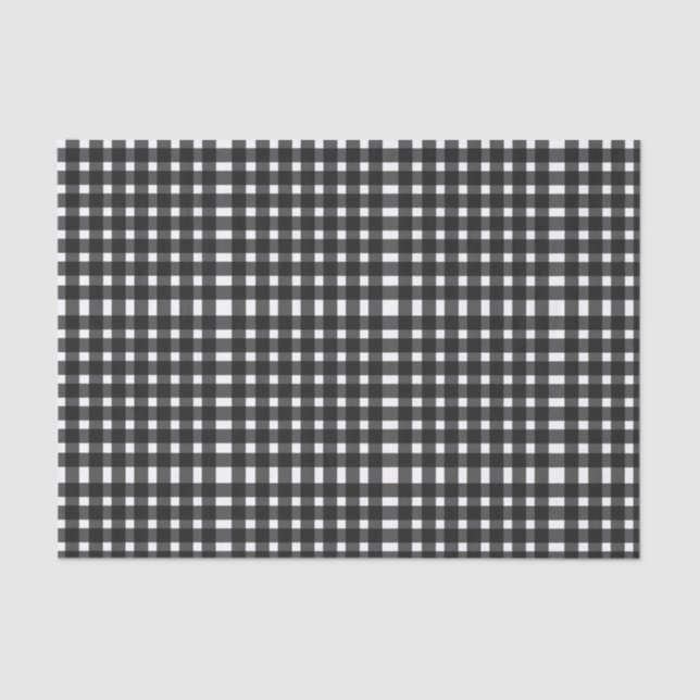 Black White Gingham Pattern Tissue Paper (Front)