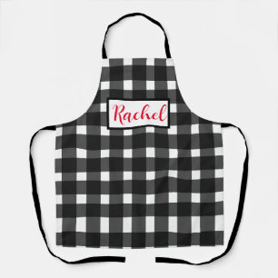 Black White Gingham Personalized Apron