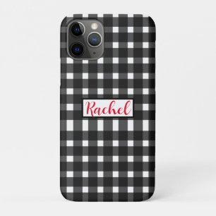 Black White Gingham Personalized iPhone 11 Pro Case