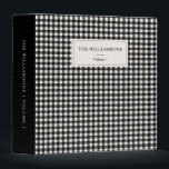 Black White Gingham Personalized Family Photo 3 Ring Binder<br><div class="desc">This personalized binder features a classic black and white gingham pattern with a clean cream label on the front and spine for your family name and volume number — a beautiful way to organize and display printed photos. Perfect for family photo albums, yearly memory books, or keeping cherished photos in...</div>