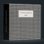 Black White Gingham Personalized Family Photo 3 Ring Binder<br><div class="desc">This personalized binder features a classic black and white gingham pattern with a clean cream label on the front and spine for your family name and volume number — a beautiful way to organize and display printed photos. Perfect for family photo albums, yearly memory books, or keeping cherished photos in...</div>