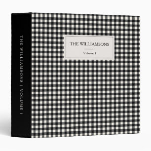 Black White Gingham Personalized Family Photo 3 Ring Binder