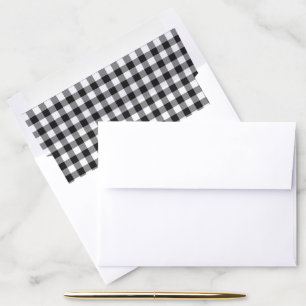 Black White Gingham Plaid Rustic Christmas Holiday Envelope Liner
