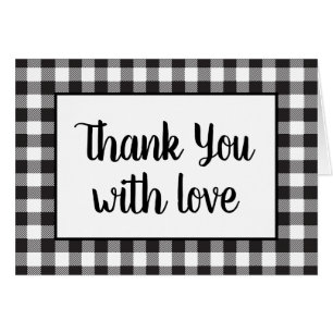 Black White Gingham Plaid Rustic Wedding Thank You Cards