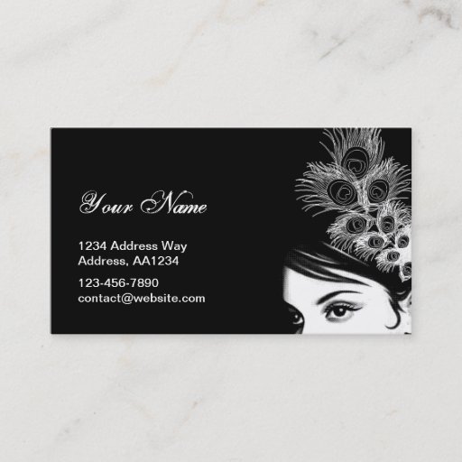 Customizable Black &amp; White Girl Business Card