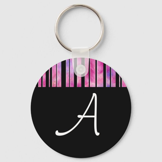 Black & White Girly Lines Keychain (Front)