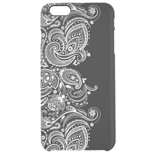 Black  White Girly Paisley Lace Design GR3 Clear iPhone 6 Plus Case