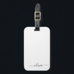 Black White Girly Script Monogram Name Modern Luggage Tag<br><div class="desc">Silver and White Monogram Add Your Own Name Script Signature Pillow. The luggage bag tag makes the perfect sweet 16 birthday,  wedding,  bridal shower,  baby shower or bachelorette party gift for someone who loves a chic elegant and modern style.</div>