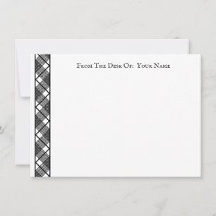 Black White Glen Plaid Pattern Editable 4.5x6.25" Note Card