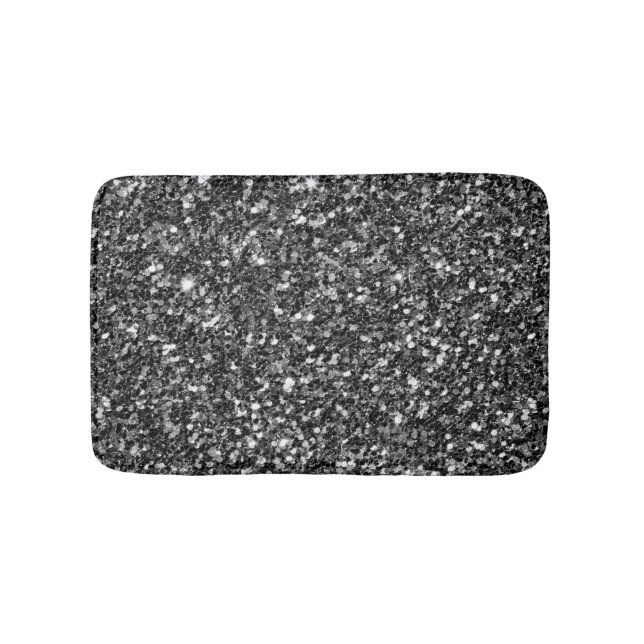 Black & White Glitter Bathroom Mat (Front)