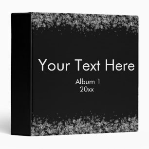 Black White Glitter Custom Text Binder Organizer