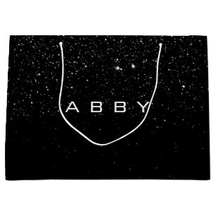 Black White Glitter Favor Gift Abby Spark Lux1 Large Gift Bag